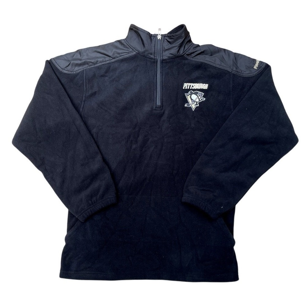 Reebok Face Off Apparel Mens Pittsburgh Penguins Fleece Jacket Size L Black